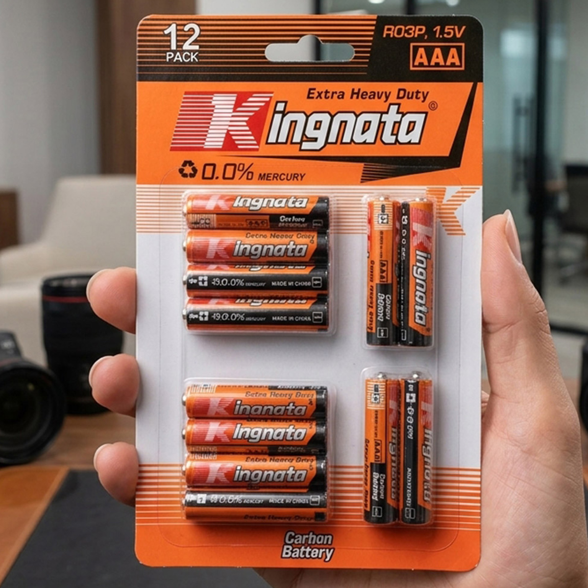 Kingnata Carbon Battery AAA R03P 1.5V 12 Pieces