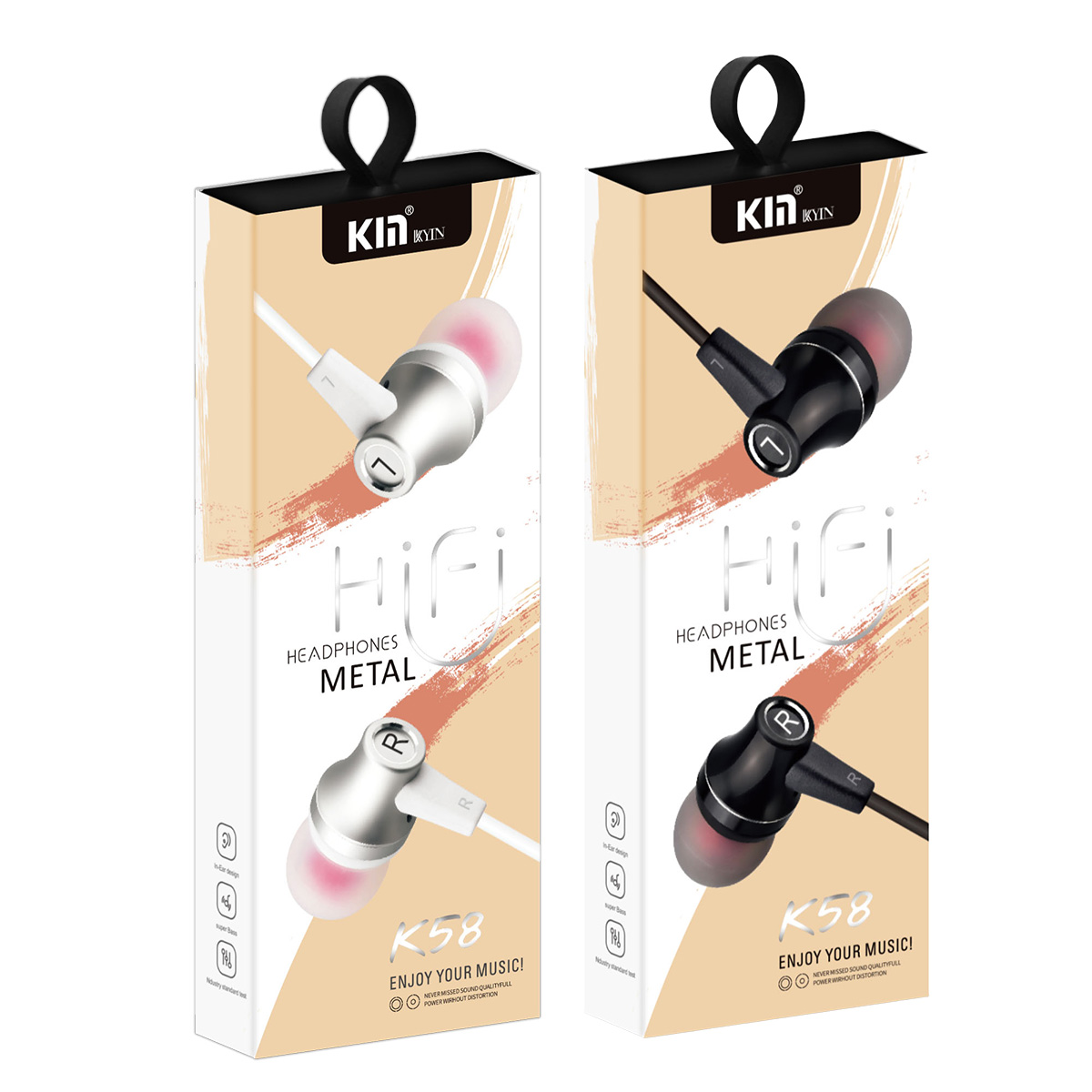 KM In Bass Stereo Earphone 3.5mm Jack 1 Piece Assorted K58-17516