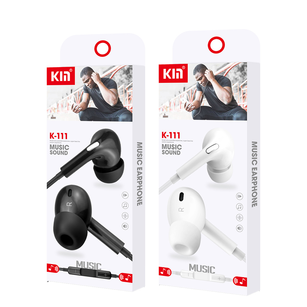 KM In Bass Stereo Earphone 3.5mm Jack 1 Piece Assorted K111