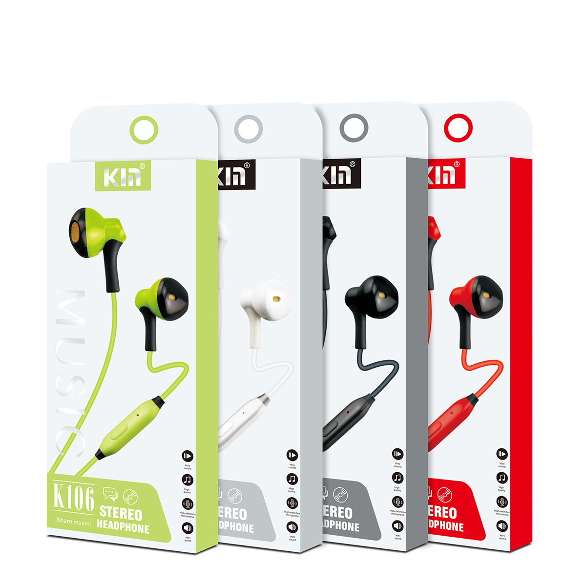 KM Stereo Earphone 3.5mm Jack 1 Piece Assorted K106-17516