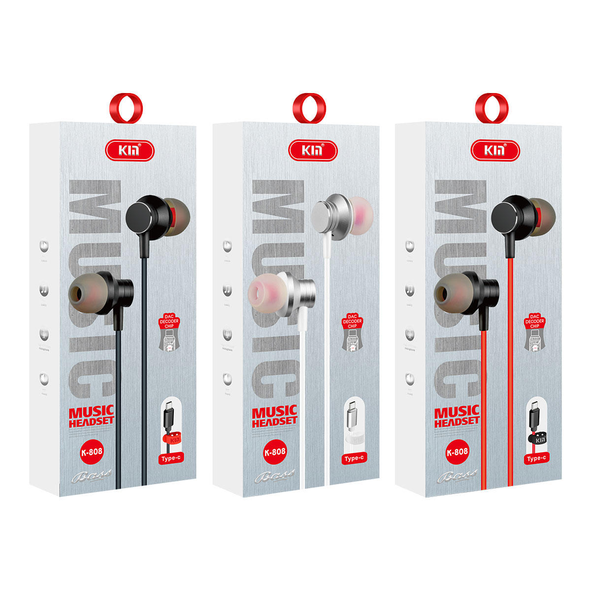 KM Music Headset Type C 1 Piece Assorted K808