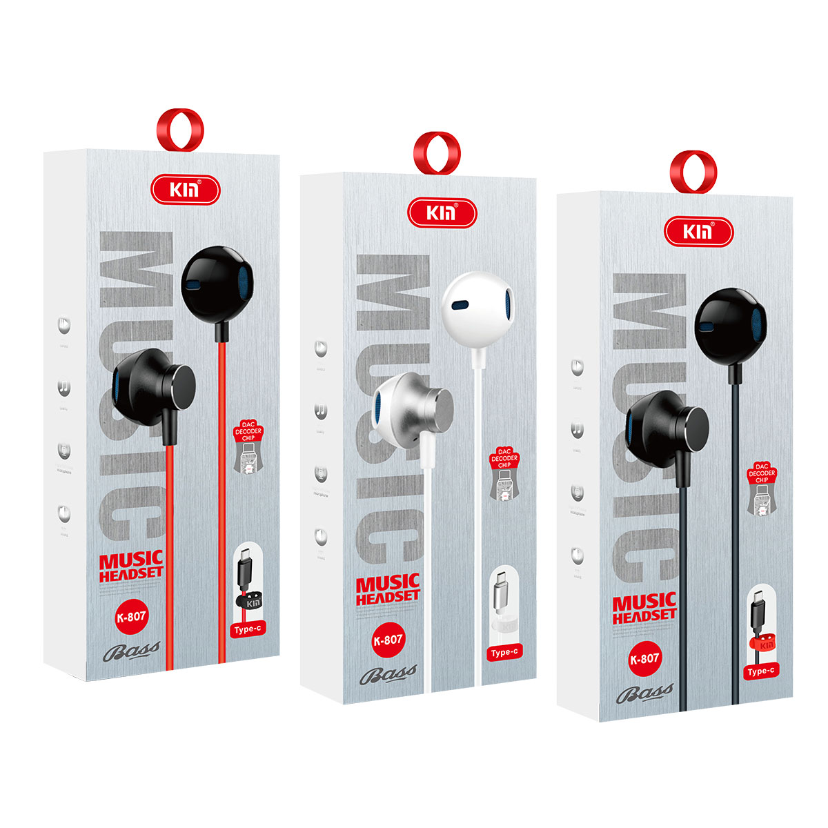 KM Music Headset Type C 1 Piece Assorted K807