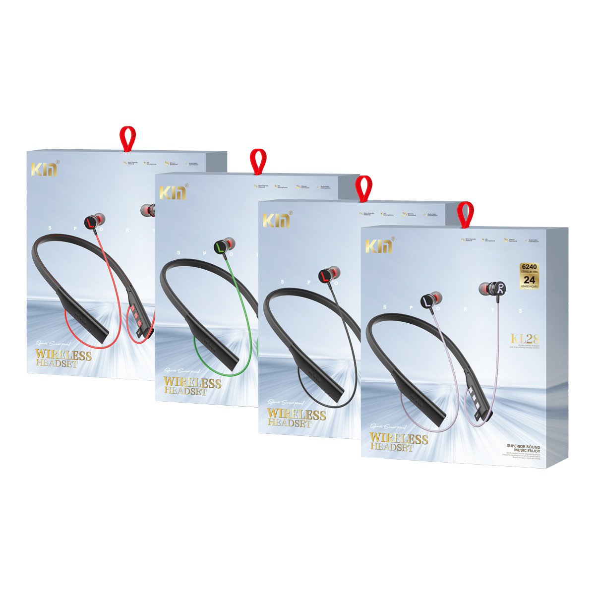 KM Neck Band Wireless Headphone 1 Pieces Assorted KL28