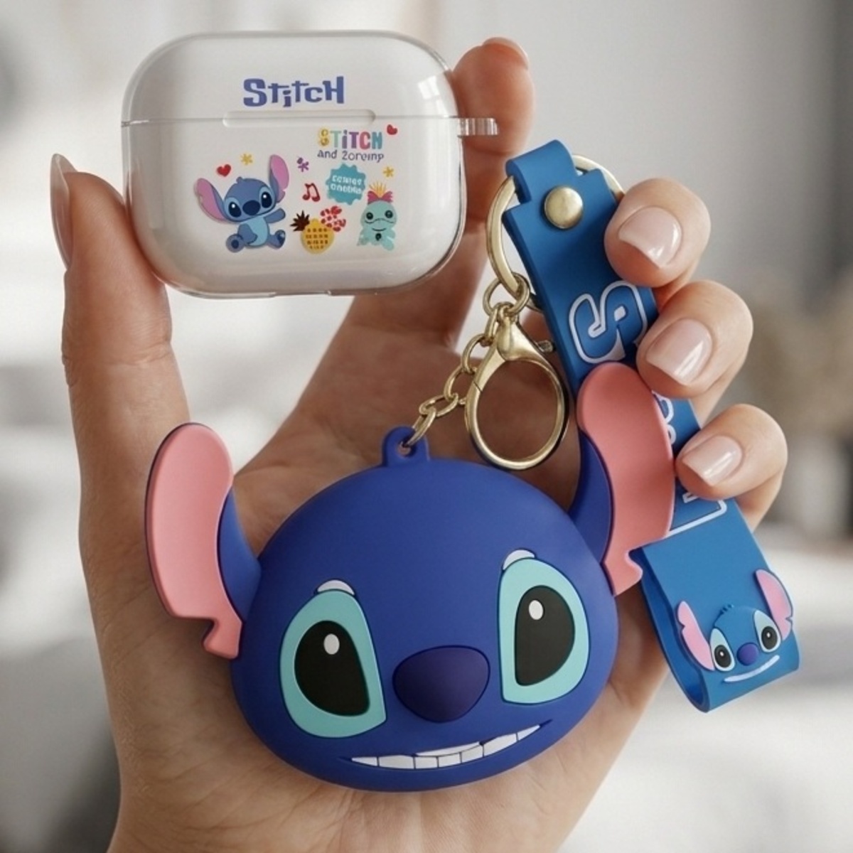 Stitch Wireless Earbuds With Silicone Case Keychain TWS-16