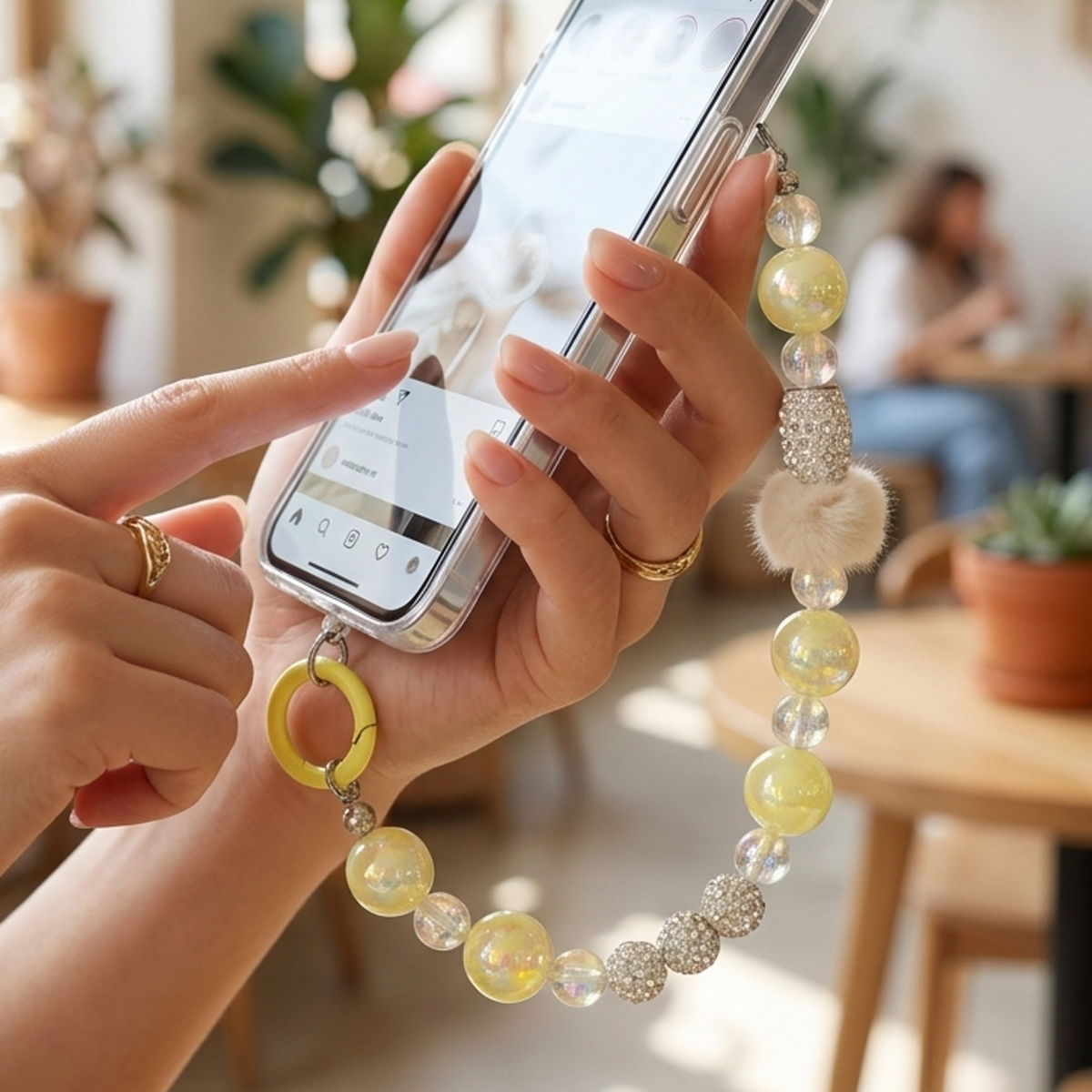 Yellow Beaded Mobile Chain