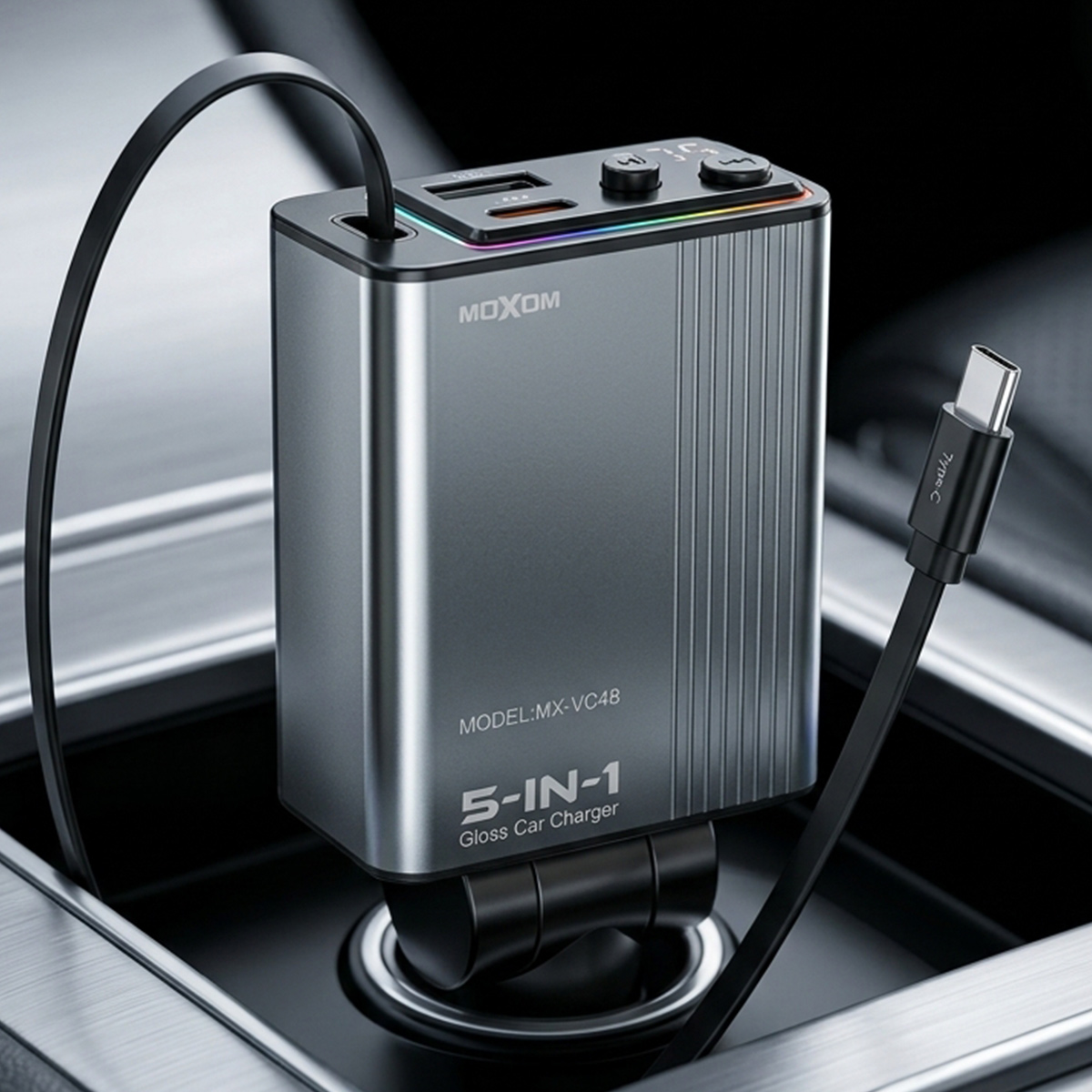 Moxom 5 In 1 Gloss Car Charger