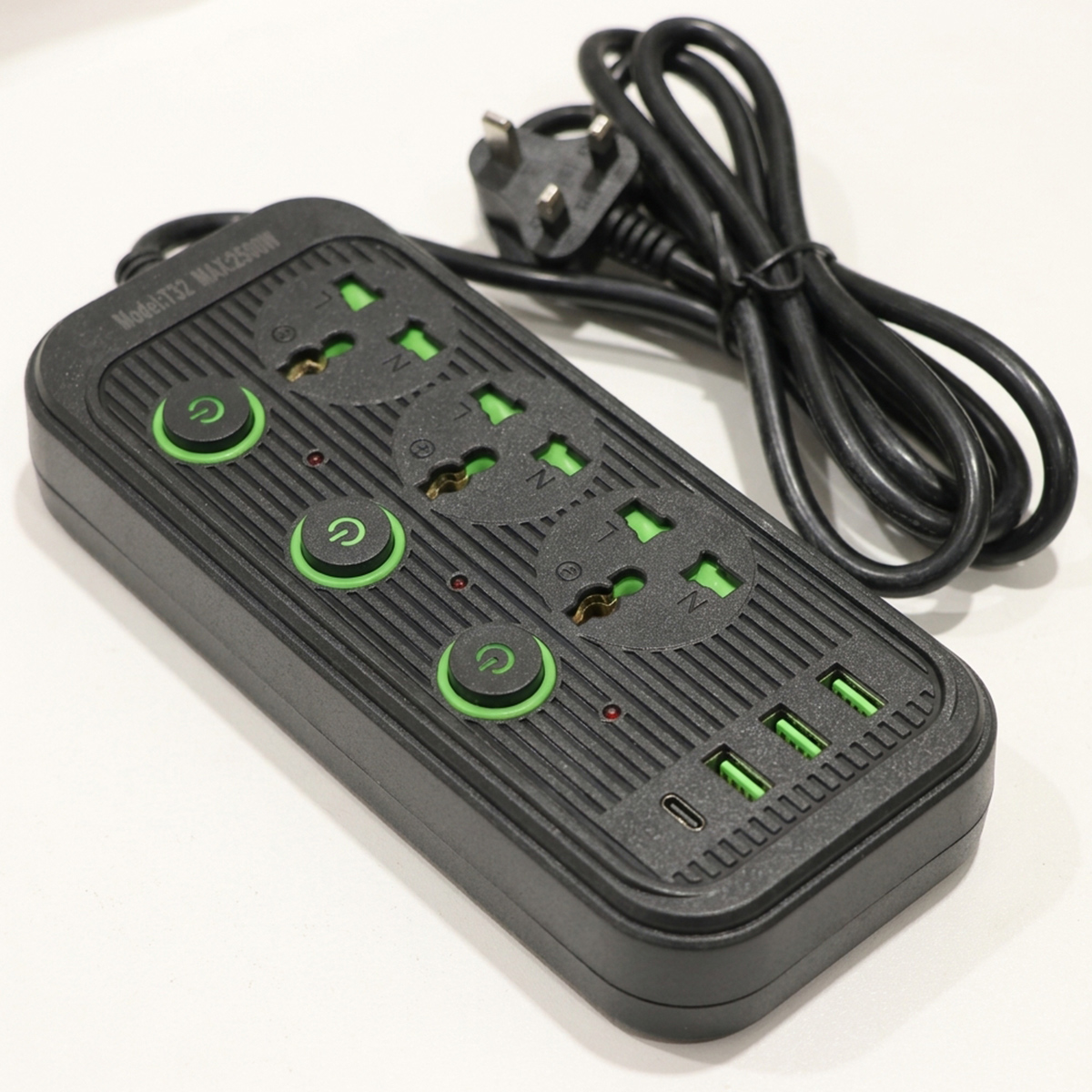 Multi-Port Power Extension 2500W 2M