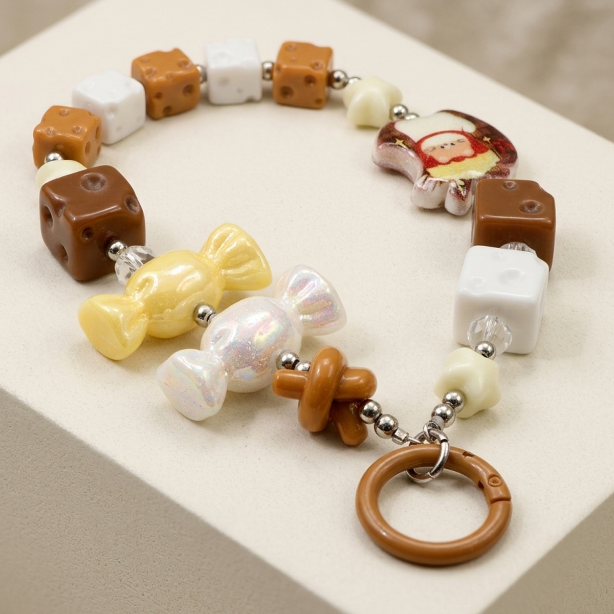 Beaded Mobile Chain with Candy and Dice Designs