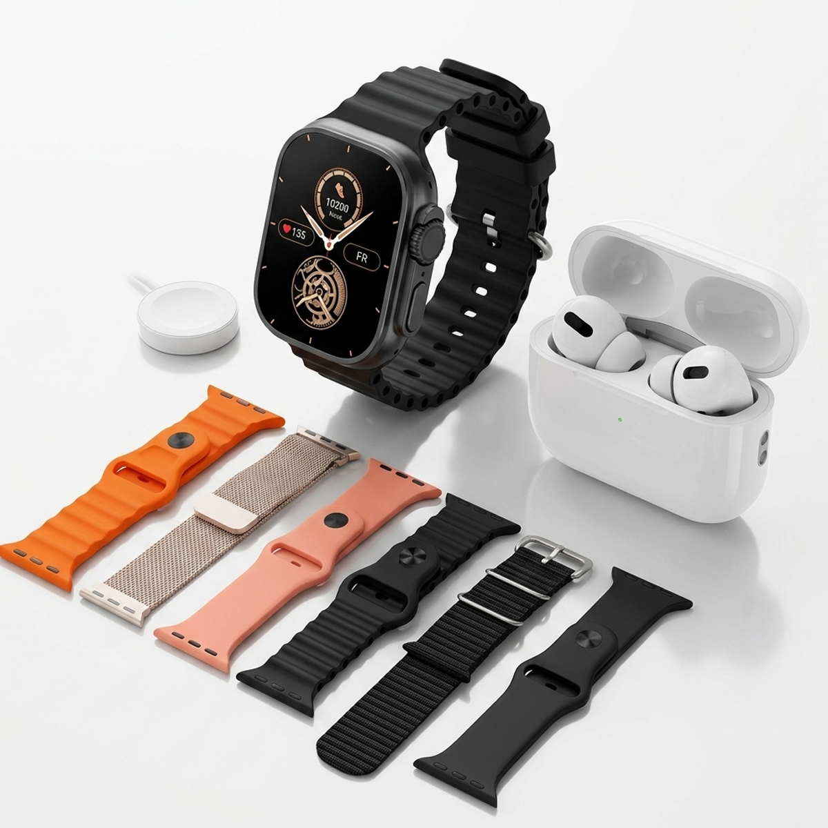 Smartwatch Set with Wireless Earbuds and Multiple Bands
