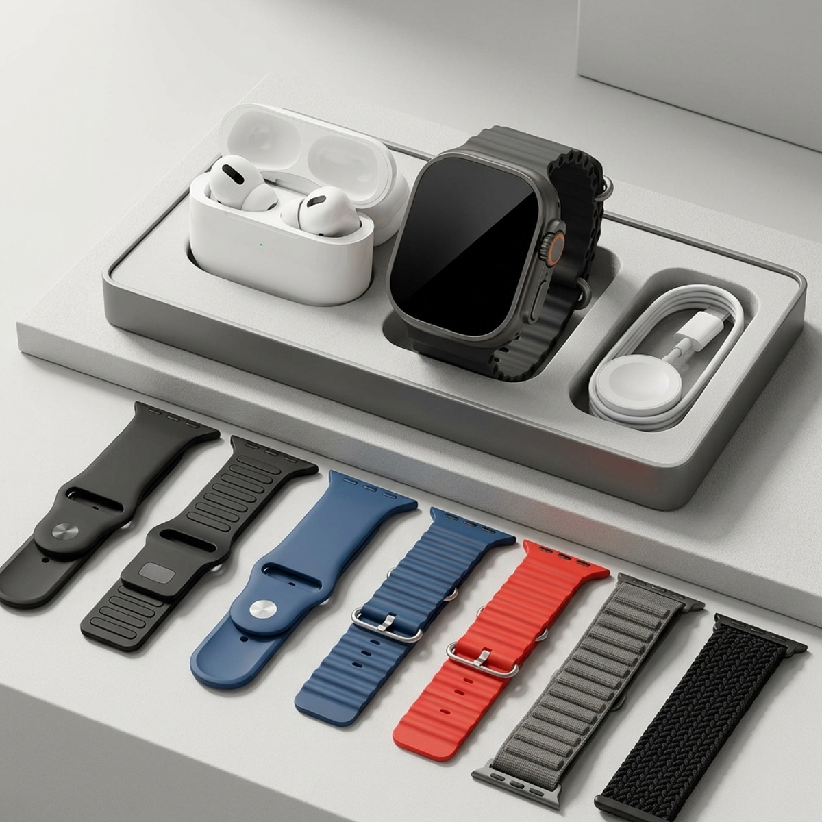 Smartwatch Set with Wireless Earbuds and Multiple Bands
