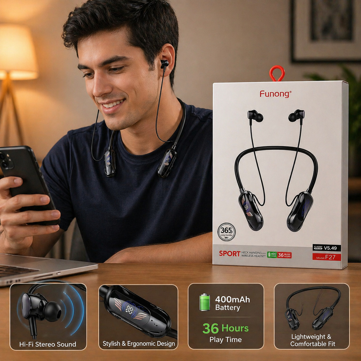 Funong Bluetooth Neck Band | Audio | Headphones & Earbuds Funong Bluetooth Neck Band | Audio | Headphones & Earbuds