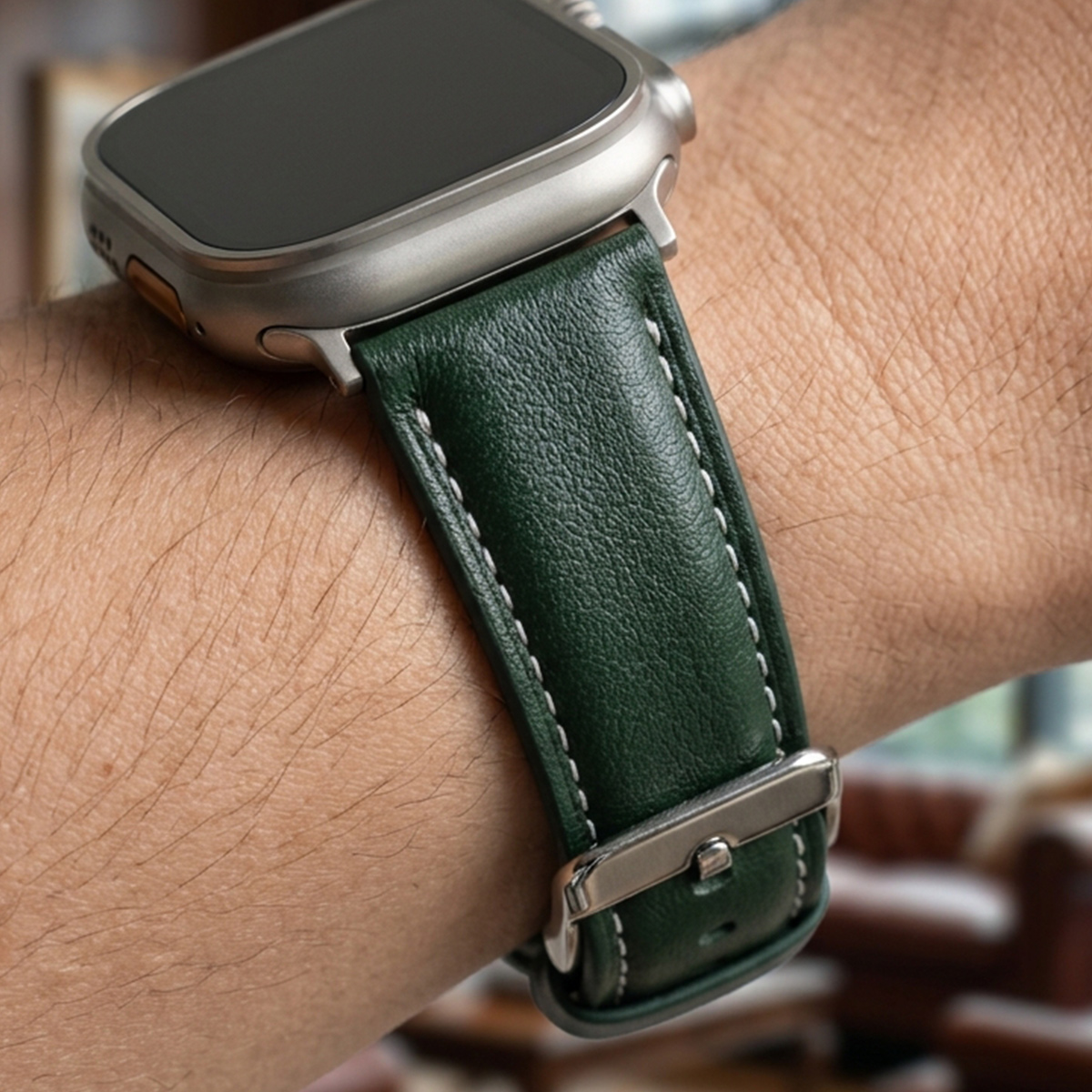 Leather Smartwatch Strap Green