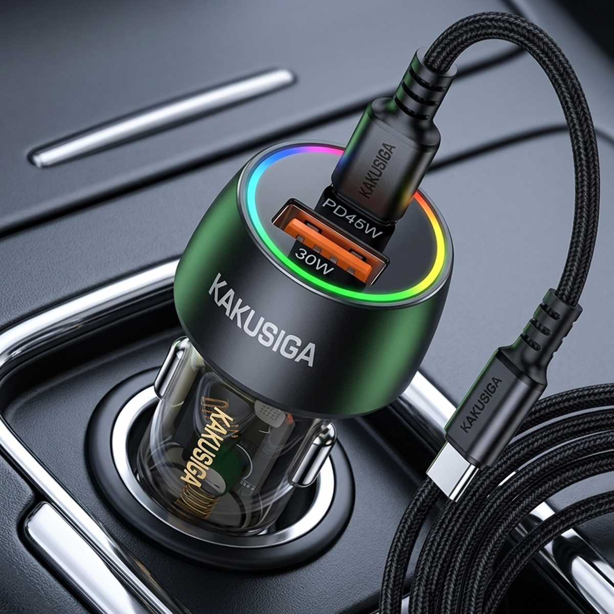 Kakusiga Car Adapter With USB-C Cable