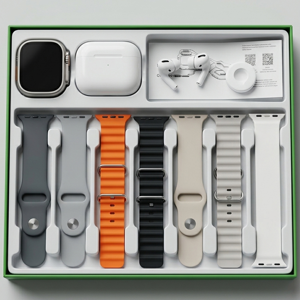 Smartwatch with Wireless Earbuds and Multiple Bands