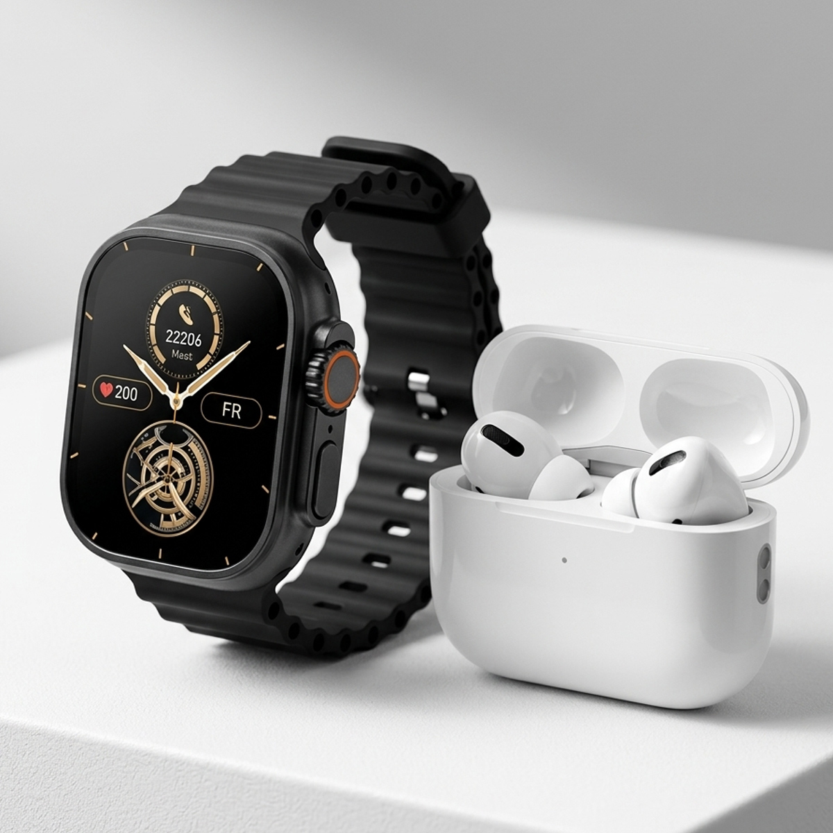 Smartwatch with Wireless Earbuds and Multiple Bands