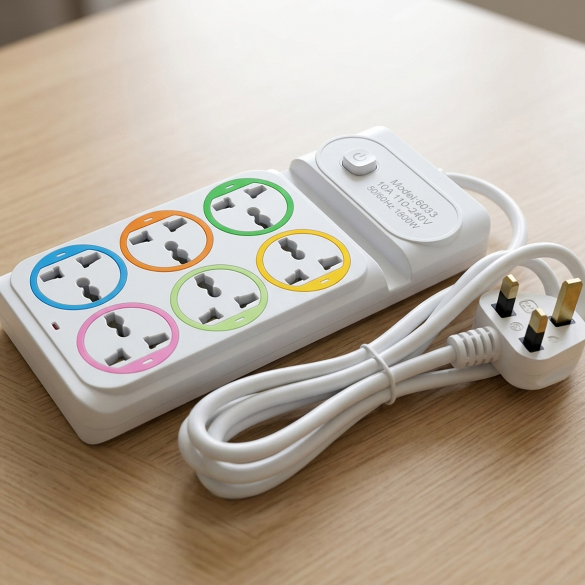 Extension Cord With 6 Outlets 2M
