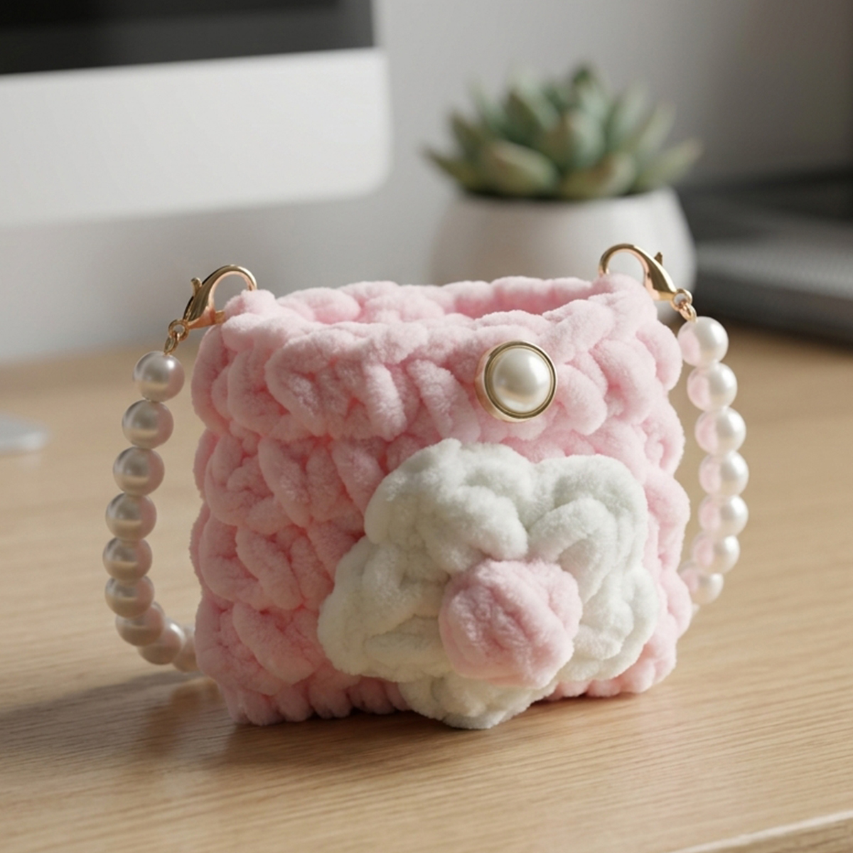 Pink Plush Earbuds Protective Case