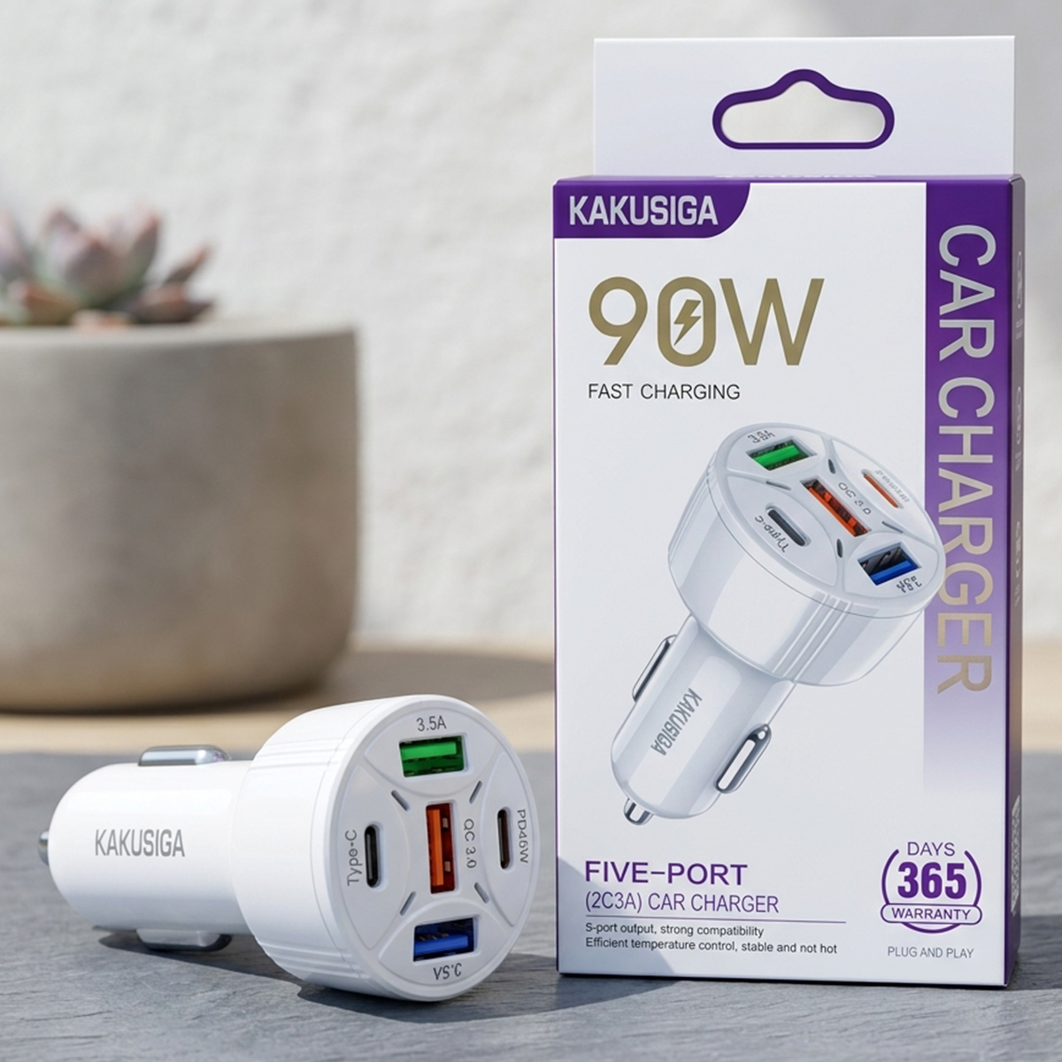 Kakusiga Car Charger Five-Port 90W (Without Cable)