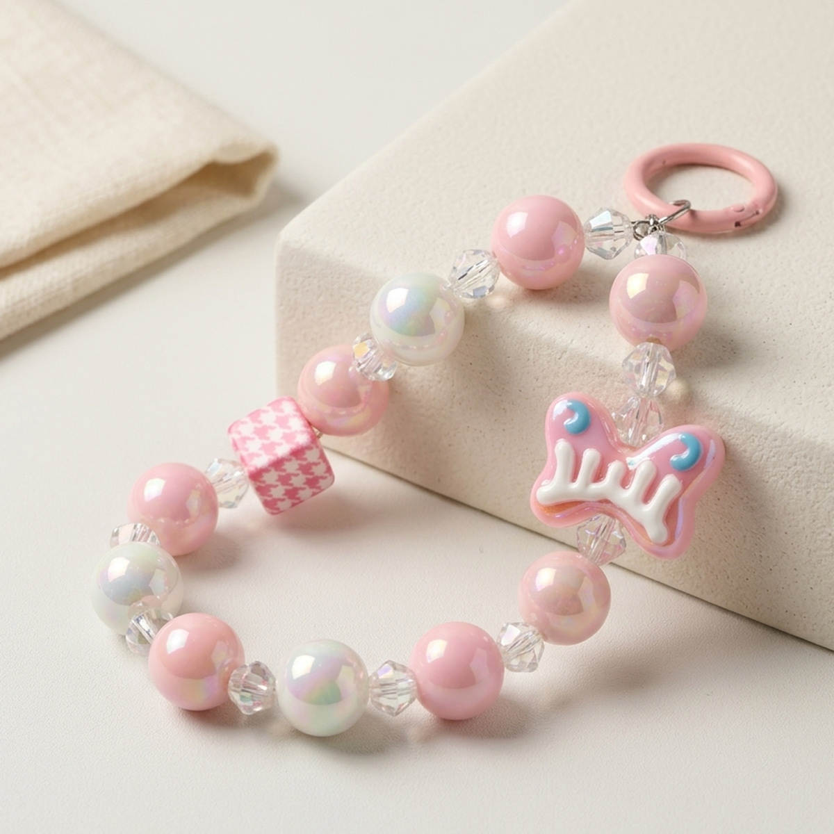 Beaded Key Chain Pink