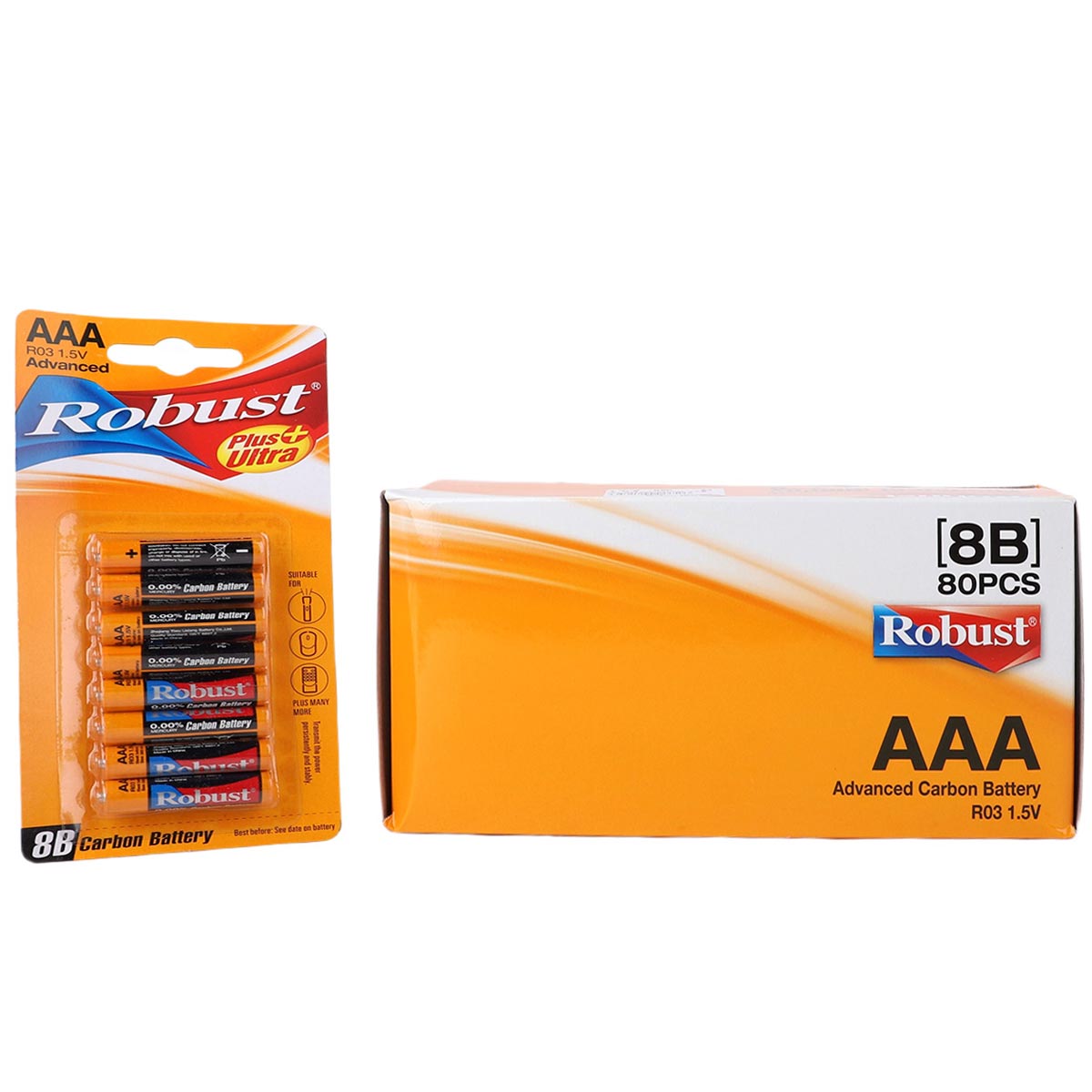 Robust Carbon Battery Size AAA 8 Pieces