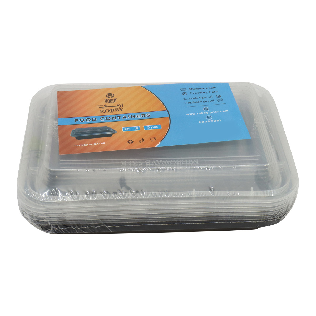 Robby Food Containers Rectangle with Lid RE16 5 pieces