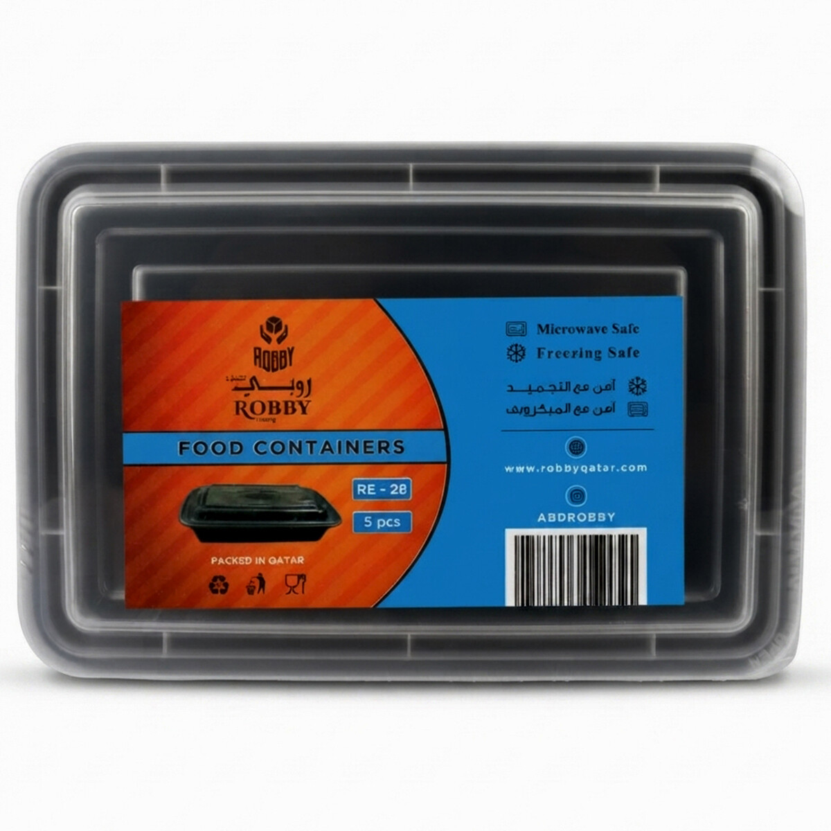 Robby Microwave Safe Food Containers With Lid 1 x 5 Pieces