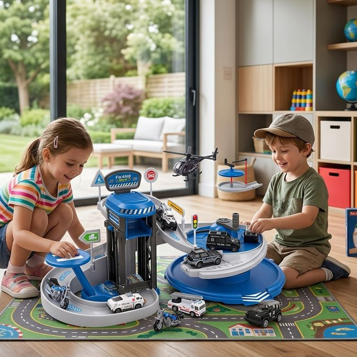 City Shuttle Police Garage Playset