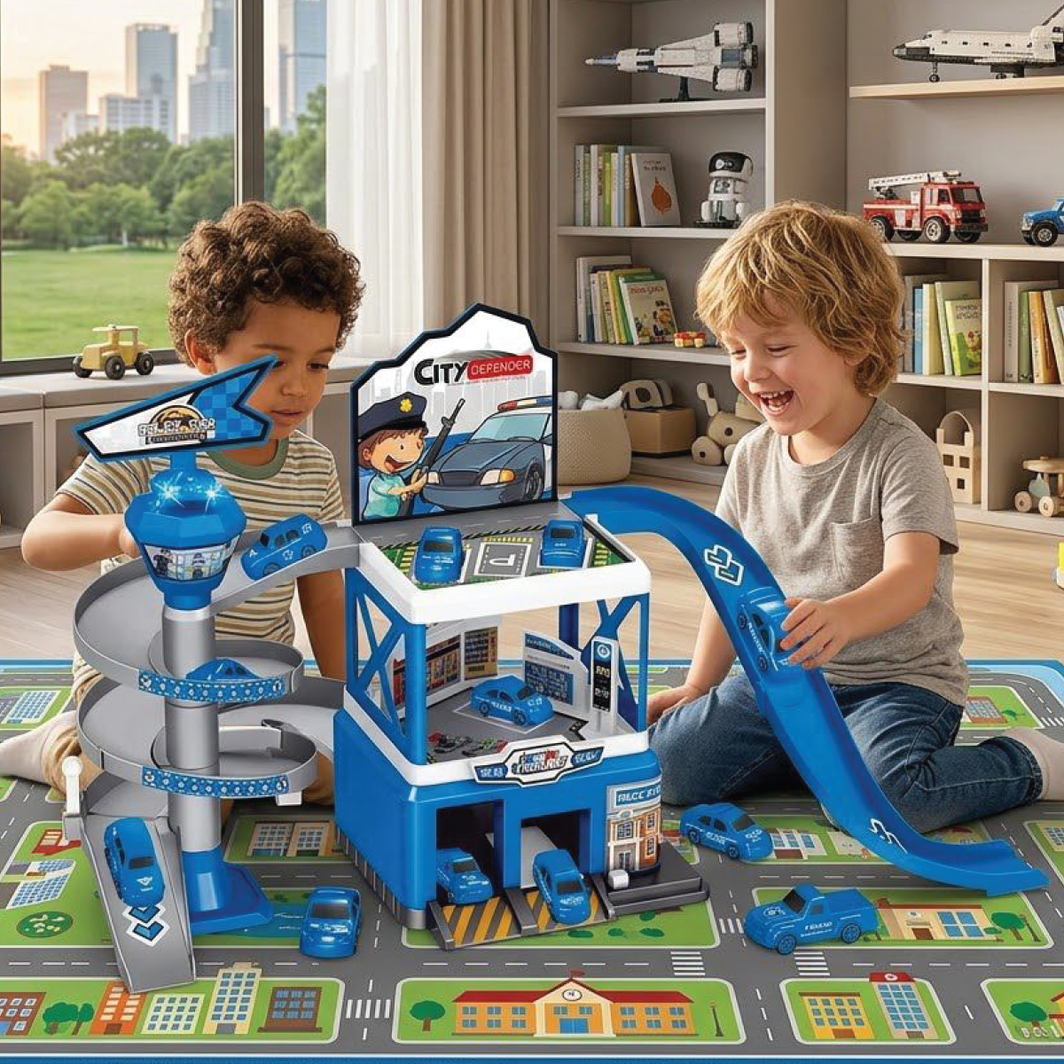 City Defender 2-Level Toy Garage Playset