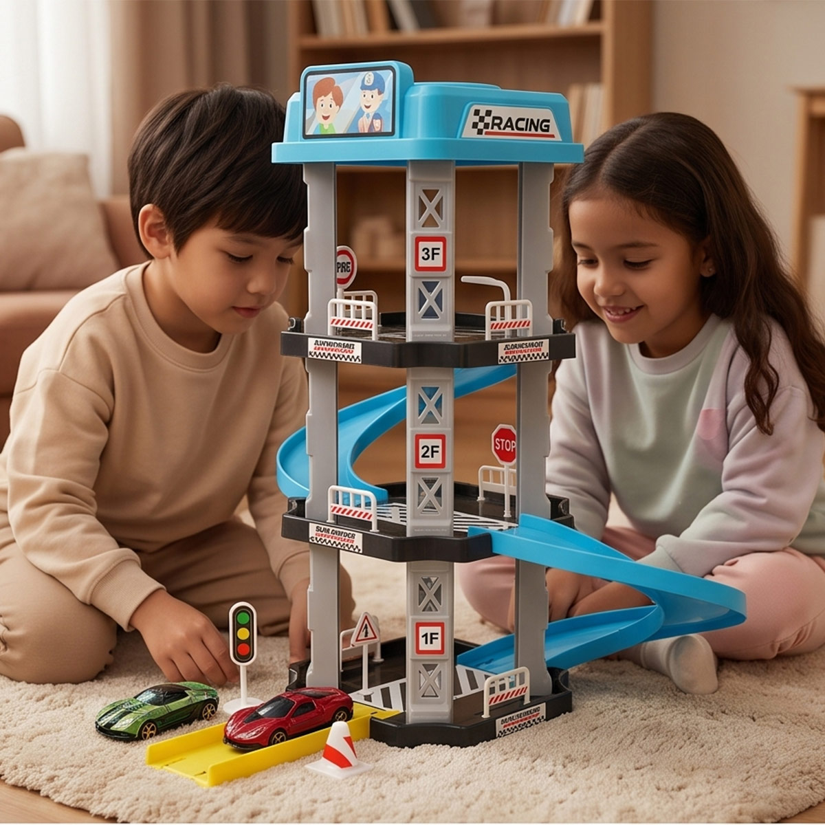 Three Story Toy Car Garage Parking Ramp Playset