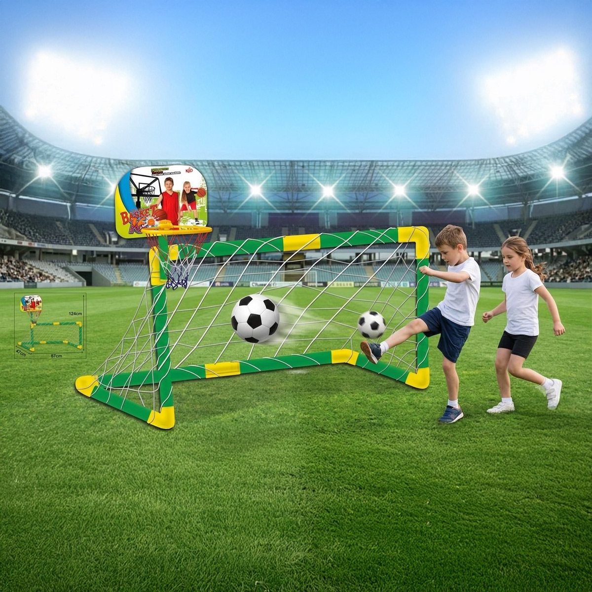 Football Goal Post & Basketball Hoop 2 In 1 Kid's Sport Set