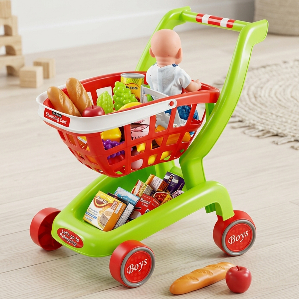 Boys Shopping Cart Toy 2 In 1