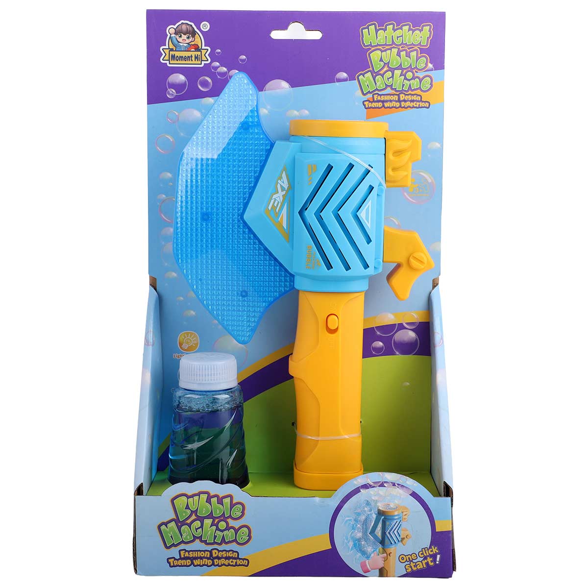 Blue And Yellow Axe Shaped Bubble Gun