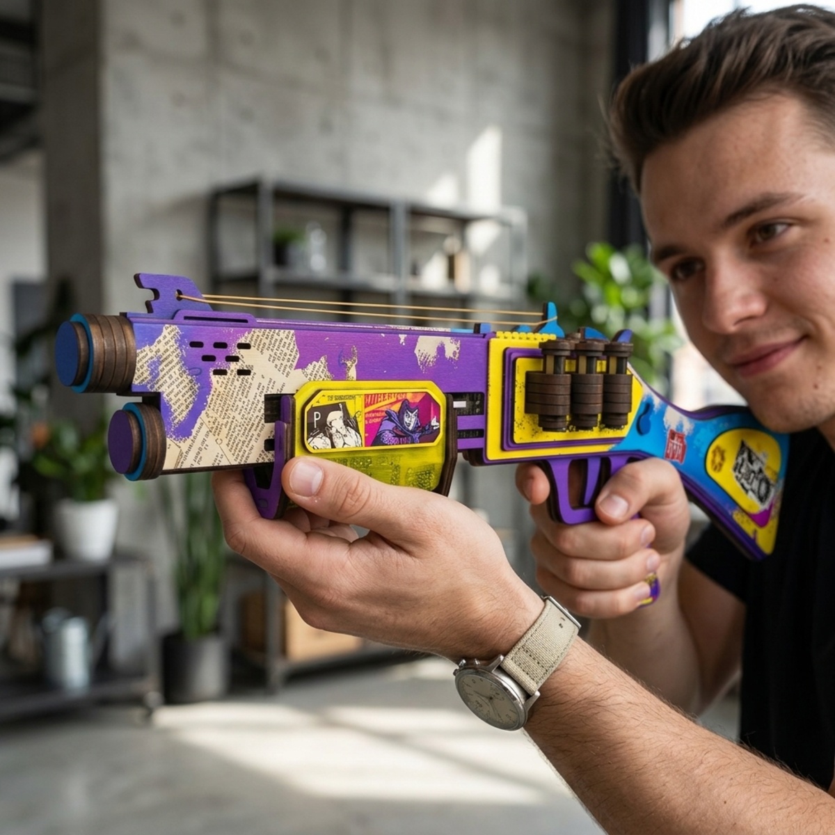 Rubber Band Wooden Gun Toy