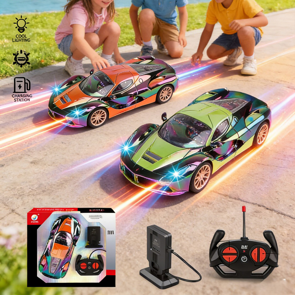 Colorful Spray Plated Light Car Toy