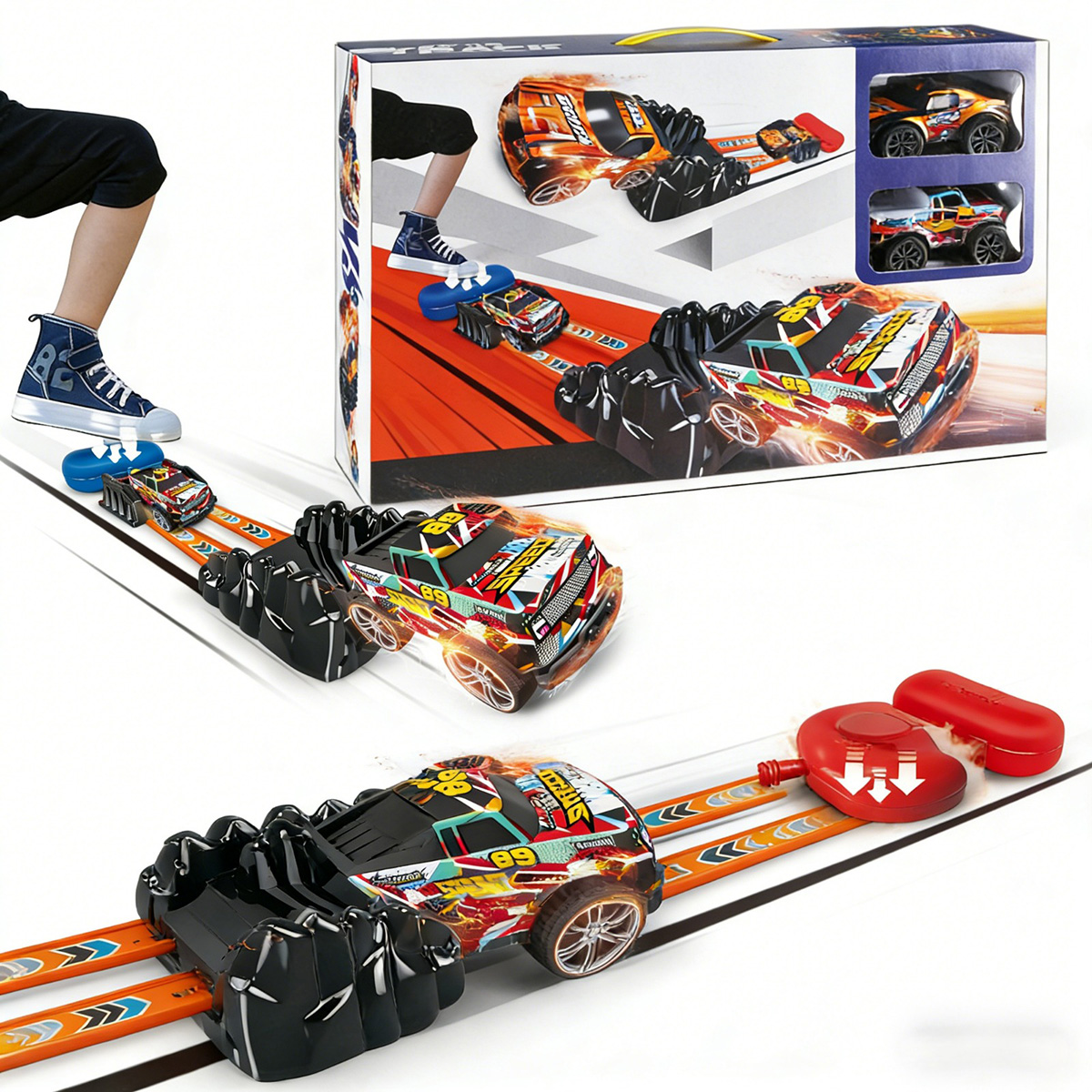 Foot Pump Launch Track Racing Car Toy | Pretend Play & Costumes Foot Pump Launch Track Racing Car Toy | Pretend Play & Costumes