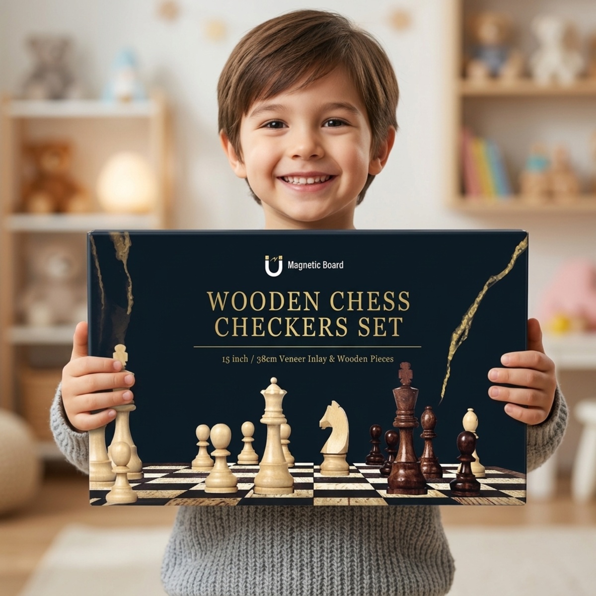 Wooden Chess Checkers Set