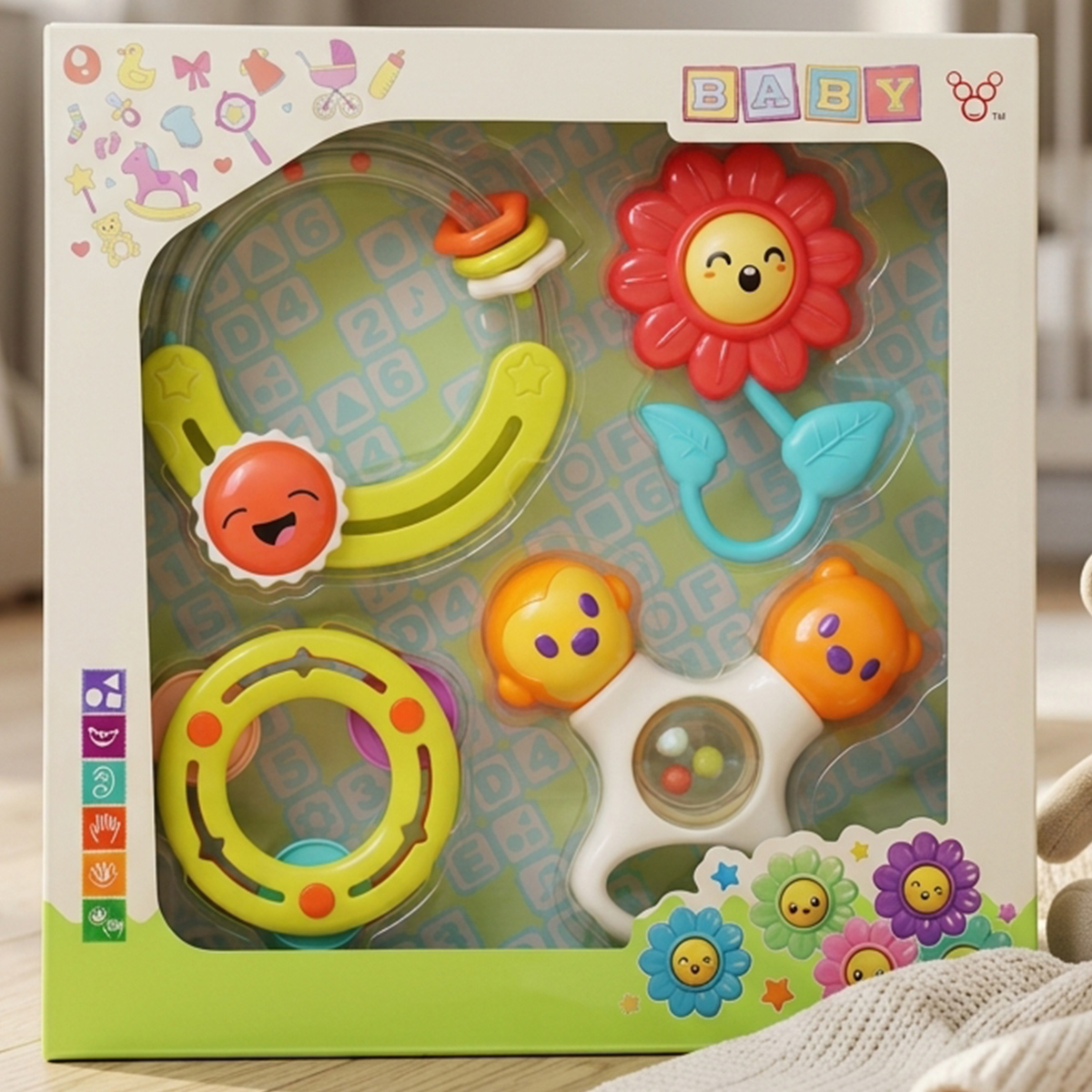 Baby Rattle & Teether Gift Set