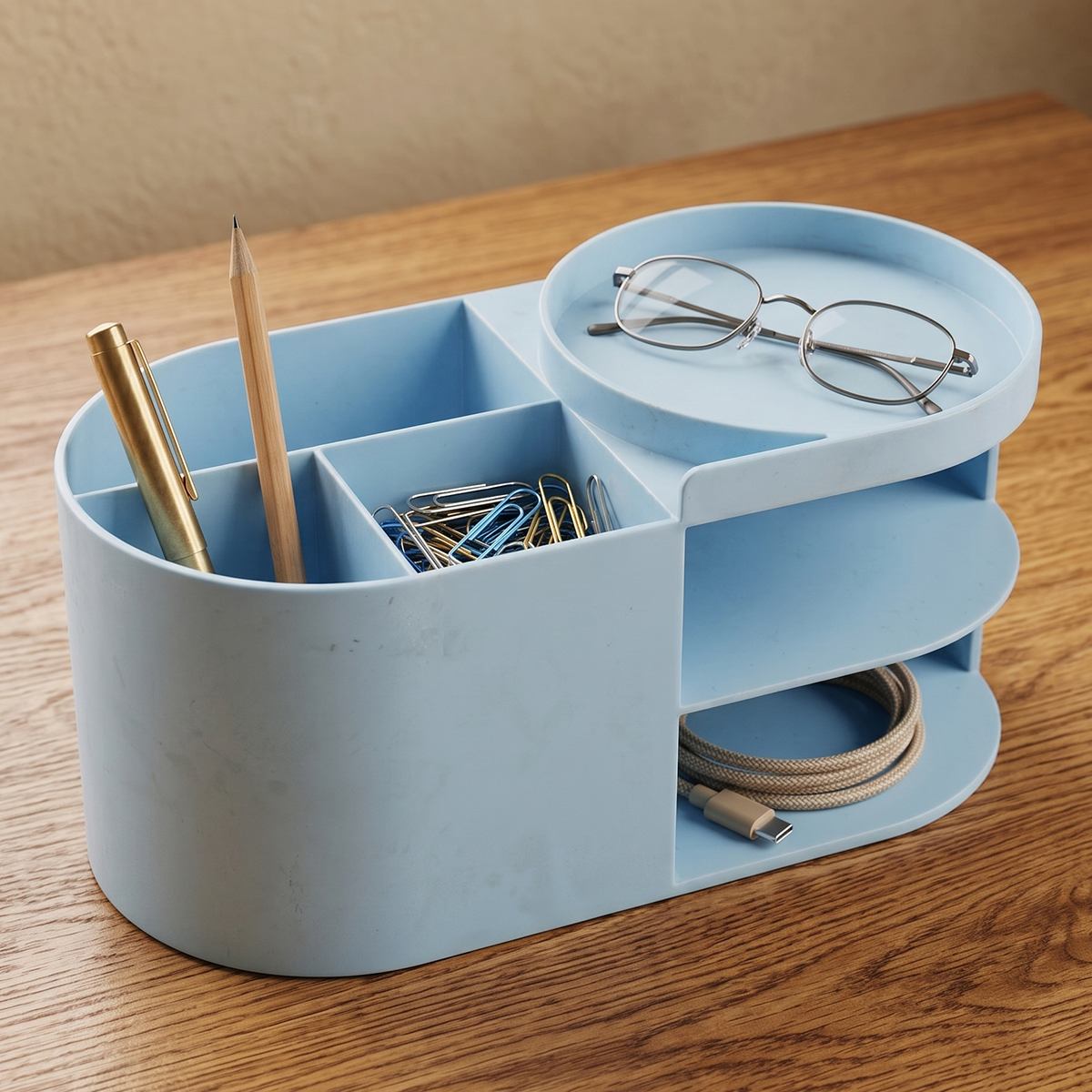 Desk Pen Holder Blue