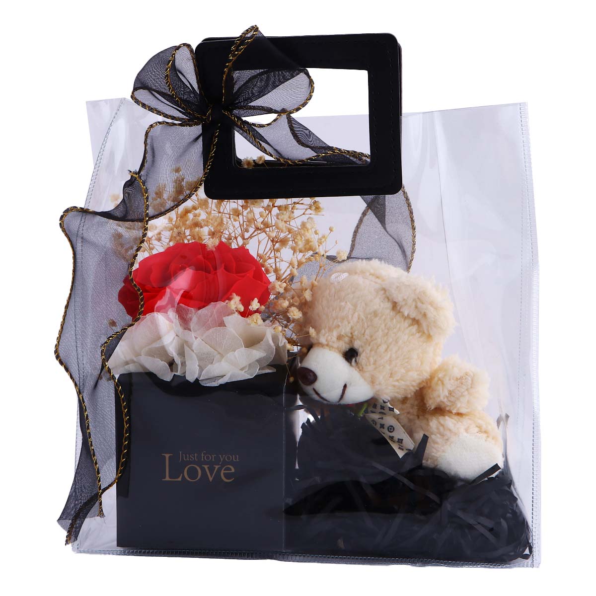Valentine Gift Artificial Flower Bouquet with Teddy Bear