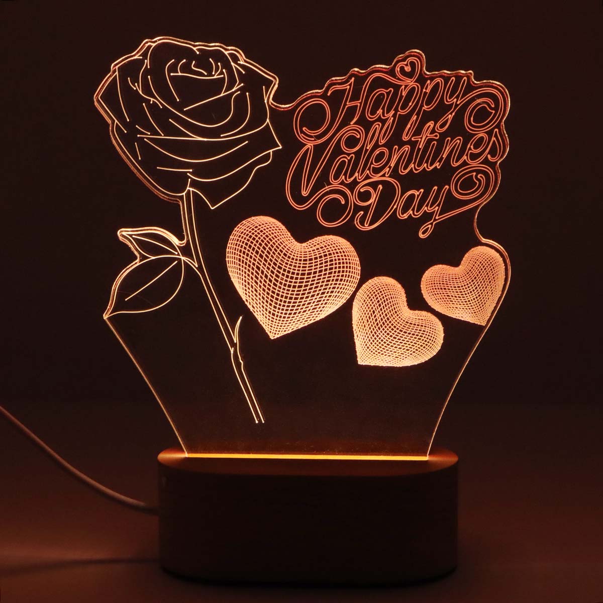 Valentine Gift 3D Visualization Lamp Rose Flower