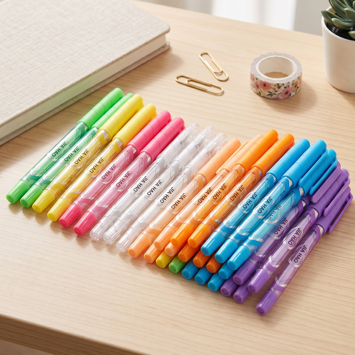 Jia Hao Colorful Body Blue Ball Pen Set 50 Pieces