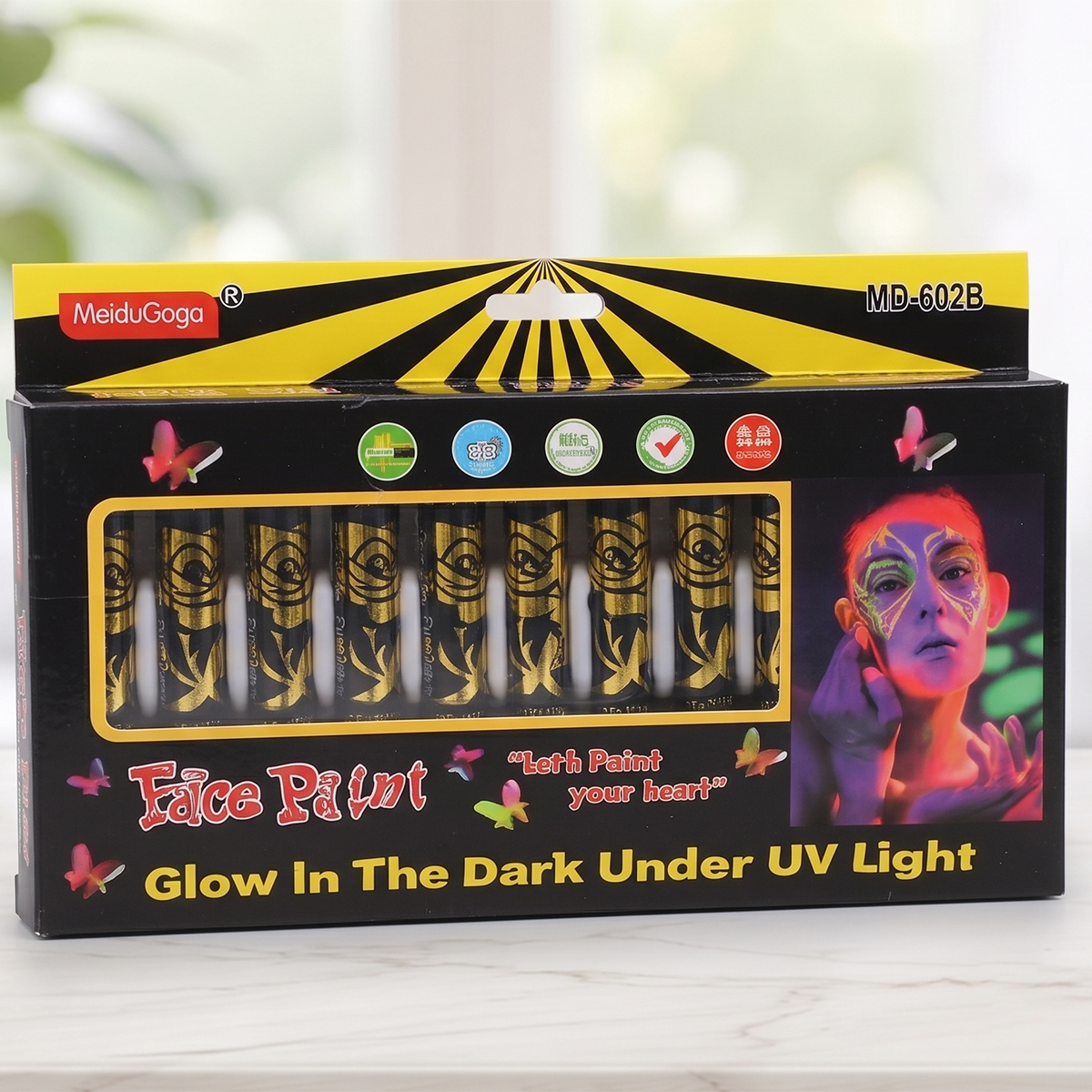 Face Paint Glow In The Dark Under UV Light 12 Pieces