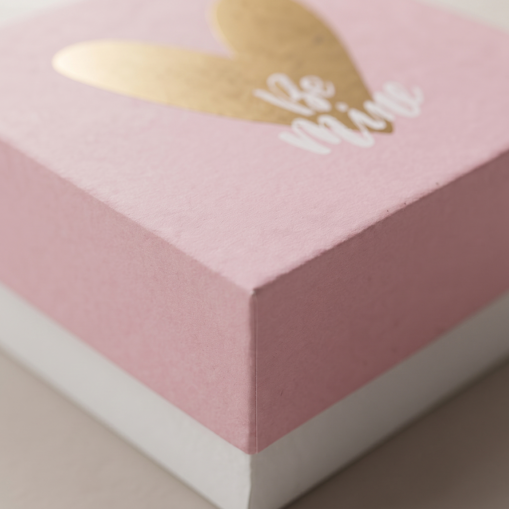 Metallic Gold Heart Accent Pink & White Square Gift Box