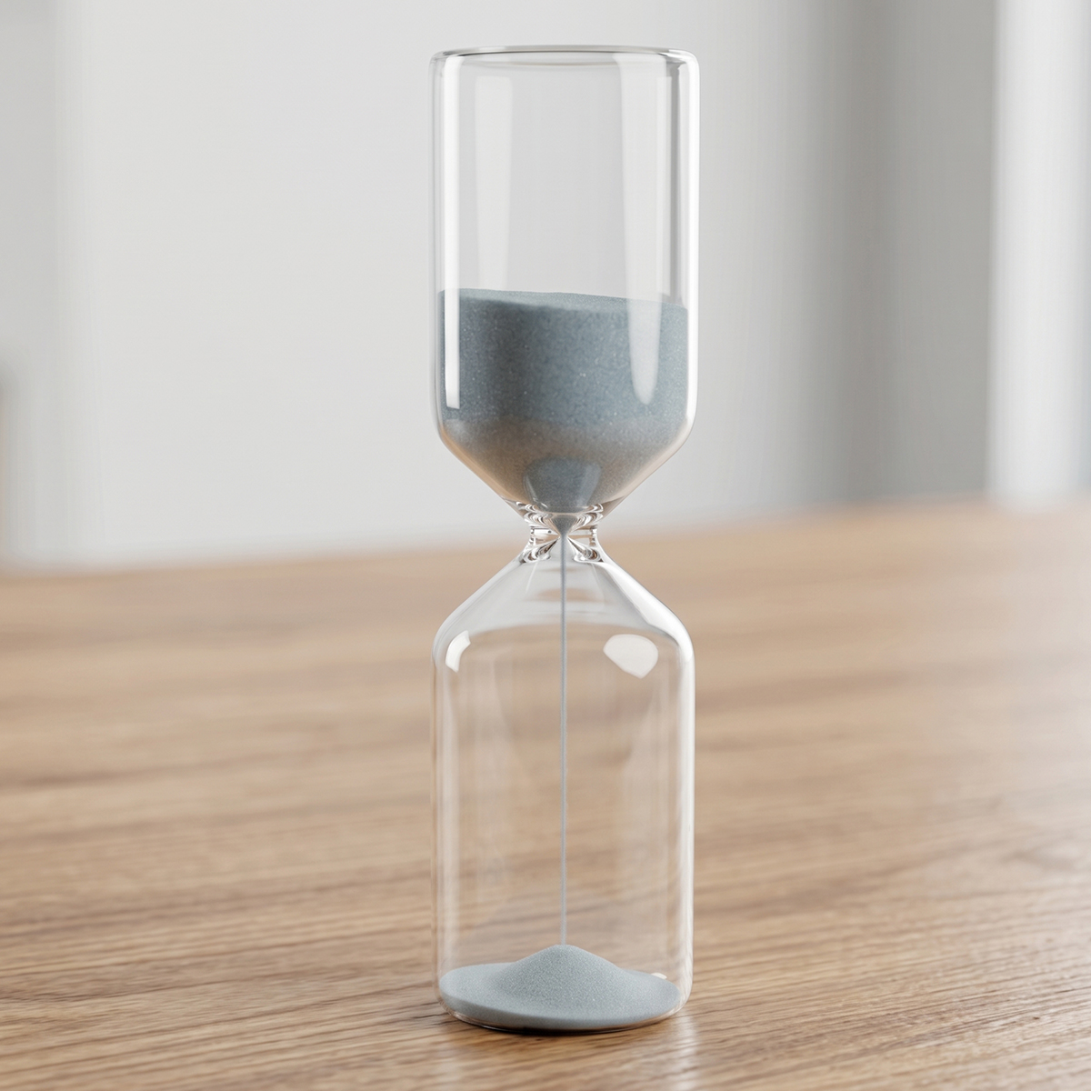 Clear Glass Decorative Hourglass Filled With Fine Grey Sand