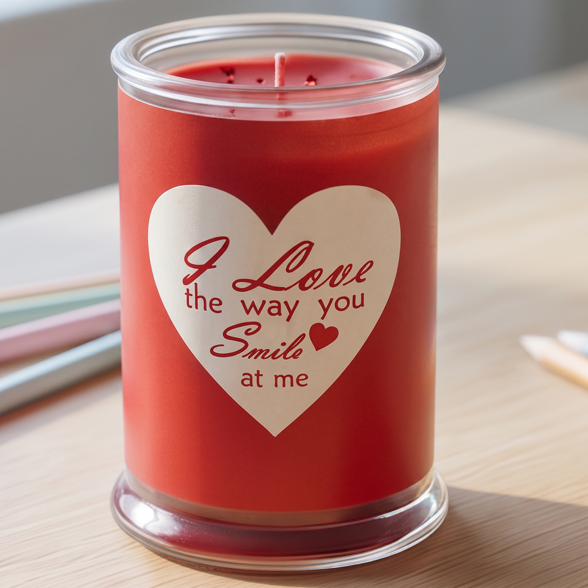 White Heart Label Message Printed Scented Candle