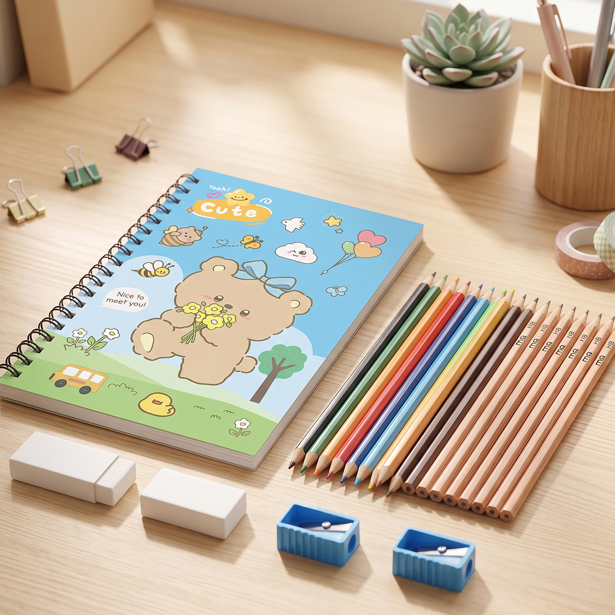 Cute Kids Coloring Stationery Set
