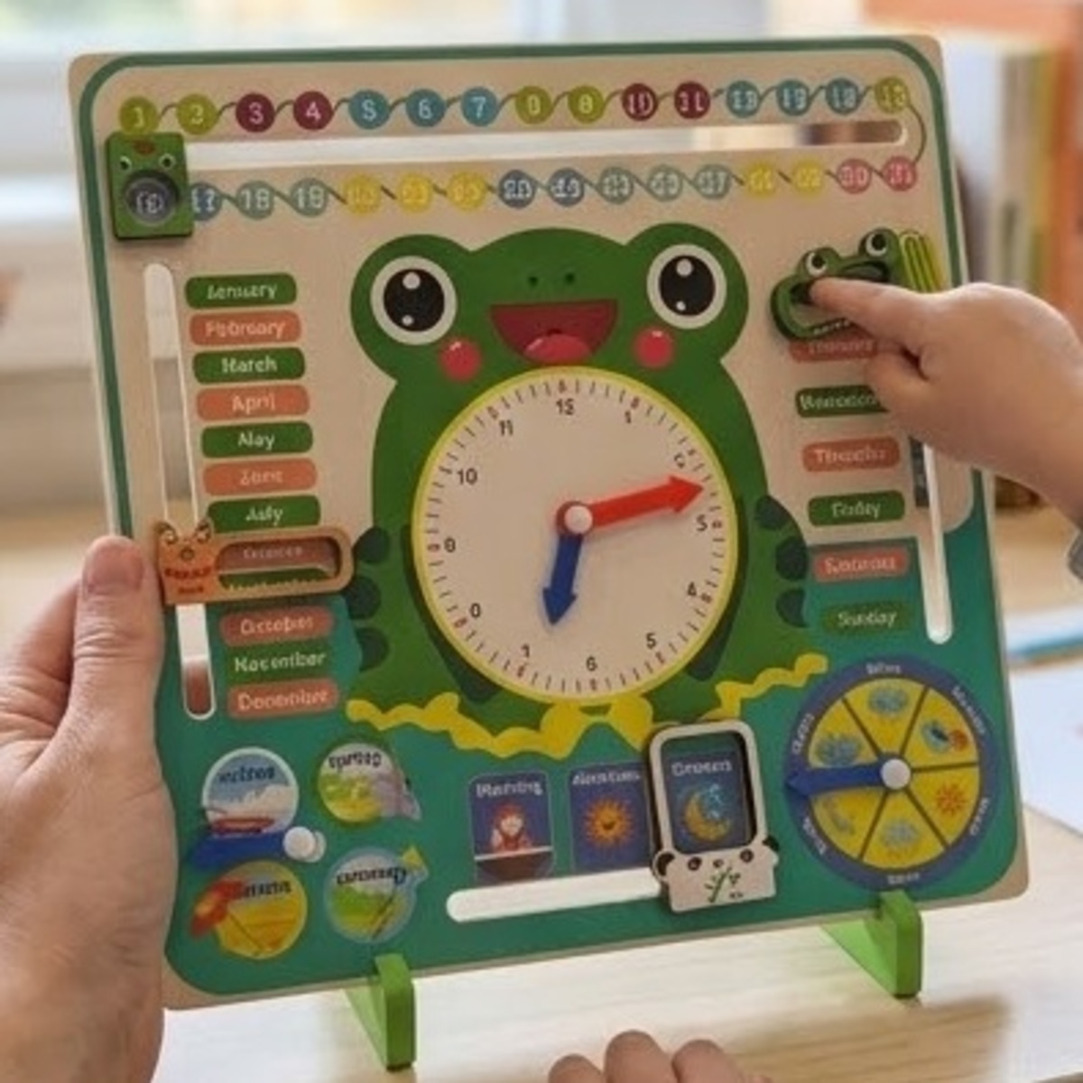 Frog Themed Educational Calendar and Clock Toy