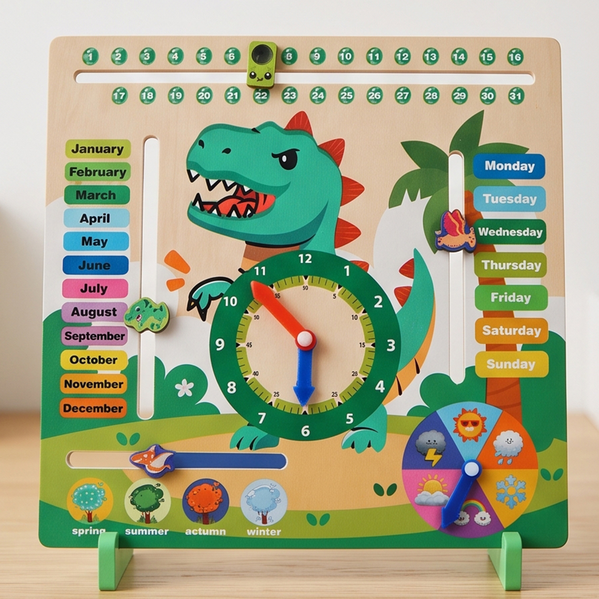Kids Educational Clock And Calendar Learning Board
