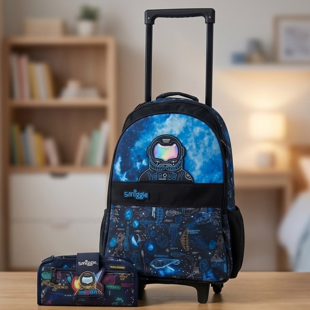 Smiggle Space-Themed Trolley Backpack And Pencil Case Set