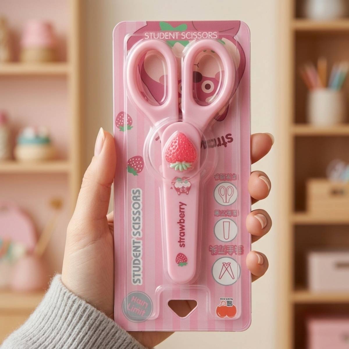 Student Scissors Strawberry Design